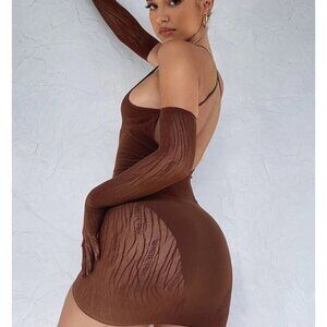 White Fox Boutique Link Up Mini Dress in Chocolate